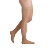 EvoNation Everyday Sheer 8-15 mmHg Thigh High w/ Lace Top Band, Beige, Side View