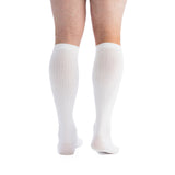 EvoNation Men's Classic Ribbed 30-40 mmHg Knee High, White, Back View