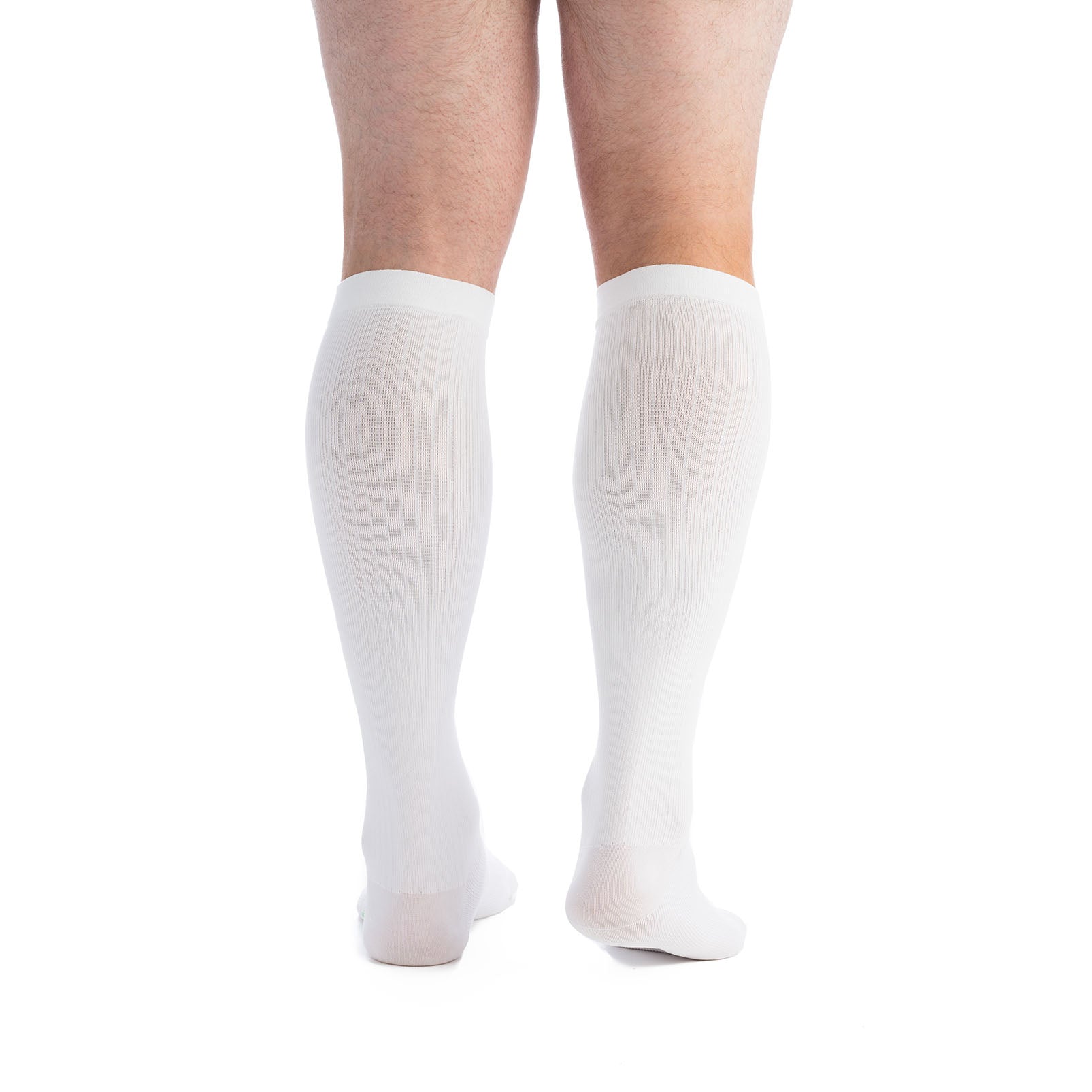 EvoNation Men's Classic Ribbed 20-30 mmHg Knee High, White, Back View