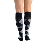 EvoNation Patterns Classic Argyle 15-20 mmHg Knee High, Black, Back View