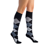 EvoNation Patterns Classic Argyle 15-20 mmHg Knee High, Black, Side View
