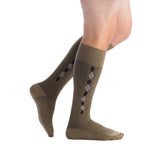 EvoNation Patterns Mini Argyle 15-20 mmHg Knee High, Tan, Side View